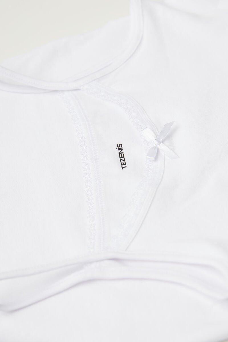 White Thin Shoulder Tank Top, Kids Girls, , large image number 1