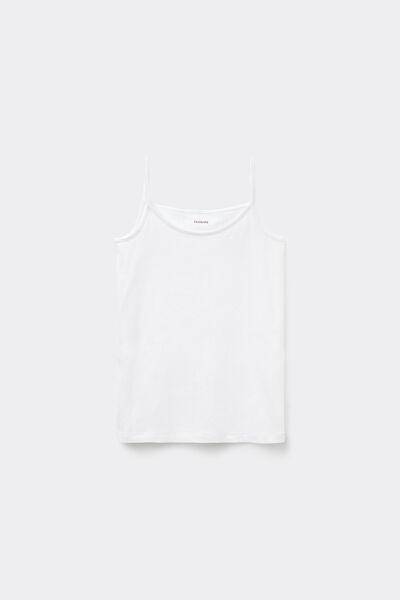 White Thin Shoulder Tank Top, Kids Girls, , large image number 2