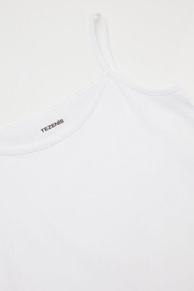 White Thin Shoulder Tank Top, Kids Girls, White, large image number 3