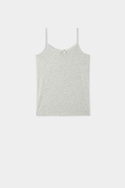 Grey Thin Shoulder Tank Top, Kids Girls, , large image number 0