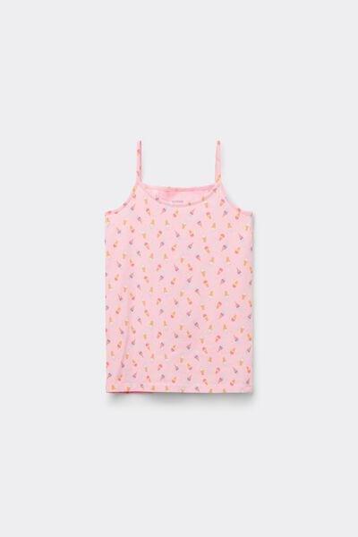 Pink Ice-Cream Printed Cotton Camisole, Kids Girls, 5701_601Y, medium