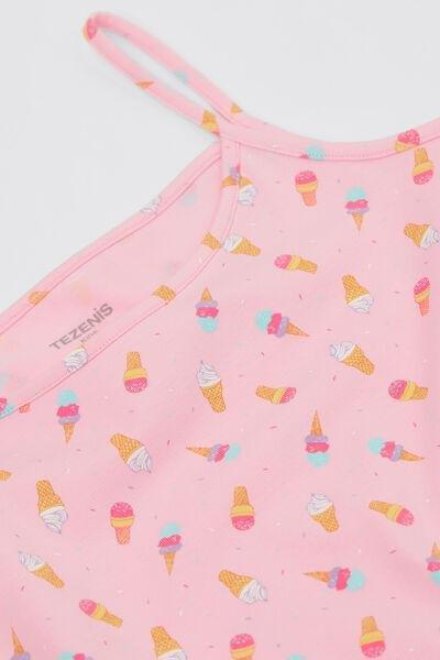 Pink Ice-Cream Printed Cotton Camisole, Kids Girls, 5701_601Y, medium