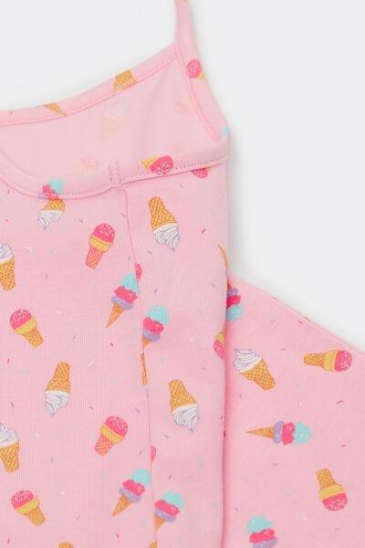 Pink Ice-Cream Printed Cotton Camisole, Kids Girls, 5701_601Y, medium
