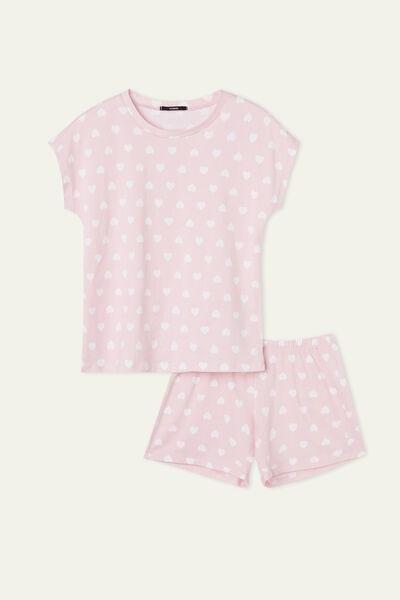 Pink Printed Short Cotton Pyjamas, Kids Girls, 5701_552U, large image number 0
