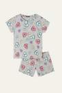 Tezenis - Grey Blend Heart Print Short Cotton Pyjamas, Kids Girls 