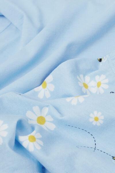 Blue Bee Print Cotton Pyjama Set, Kids Girls, 5701_312Z, medium