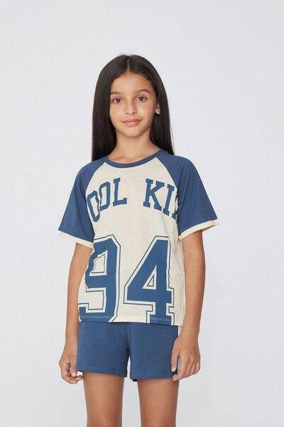 Blue Printed Pyjamas, Kids Girls, , large image number 1