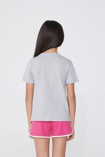 Grey Printed Pyjama Set, Kids Girls, , large image number 2