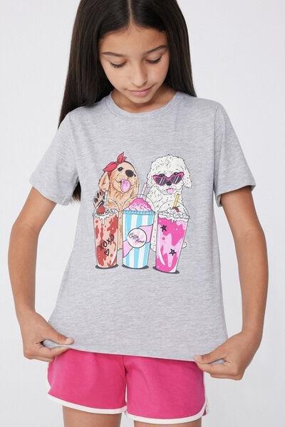 Grey Printed Pyjama Set, Kids Girls, , large image number 3