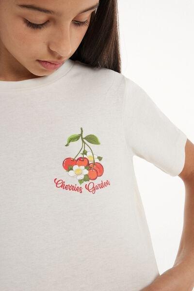 MILK STAMPA CHERRIES Girls’ Short Cotton Cherry Print Pyjamas with Short Sleeves, , large image number 3