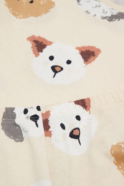 Cream Dog-Print Cotton Pyjama Set, Kids Girls, 5701_950Y, large image number 6