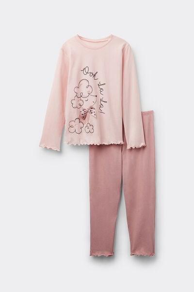 Pink Dog Print Long Cotton Pyjama Set, Kids Girls, 5701_208Z, medium