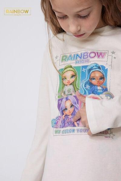Ivory Rainbow High Cotton Pyjama Set, Kids Girls, 5701_870Y, large image number 1