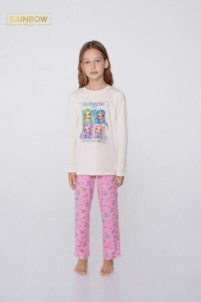 Ivory Rainbow High Cotton Pyjama Set, Kids Girls, 5701_870Y, medium