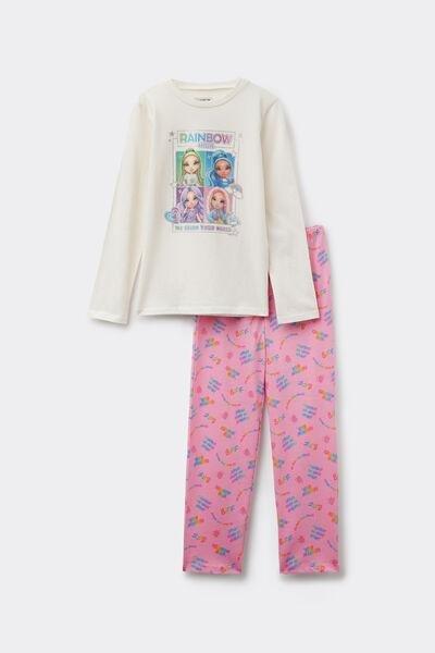 Ivory Rainbow High Cotton Pyjama Set, Kids Girls, 5701_870Y, large image number 3