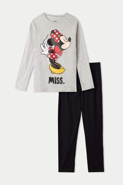 Grey Minnie Mouse Print Cotton Pyjamas, Kids Girls, 5701_608U, large image number 0