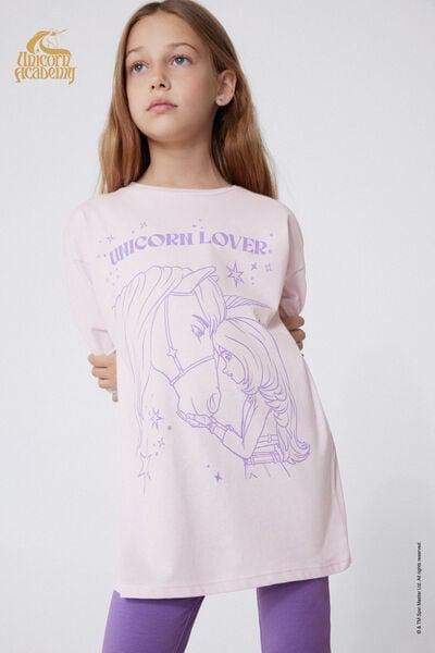White Unicorn Academy Print Pyjama Set, Kids Girls, 5701_872Y, large image number 2