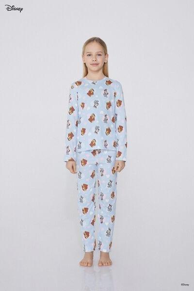 Blue Printed Pyjama Set, Kids Girls, , medium