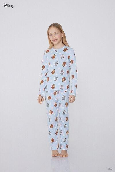 Blue Printed Pyjama Set, Kids Girls, , large image number 1