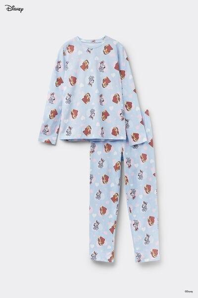 Blue Printed Pyjama Set, Kids Girls, , large image number 4