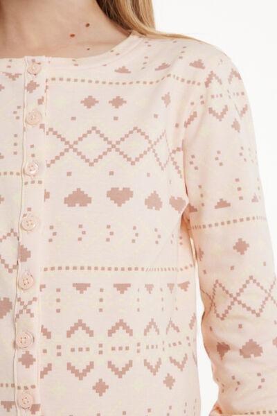 Beige Nordic Print Heavy Cotton Onesie Pyjamas, Kids Girls, , large image number 3