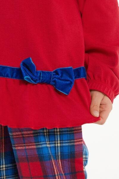 Red Long Cotton Flannel Pajamas, Kids Girls, , large image number 3