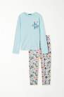 Tezenis - Blue Printed Long Heavy Cotton Pyjamas , Kids Girls