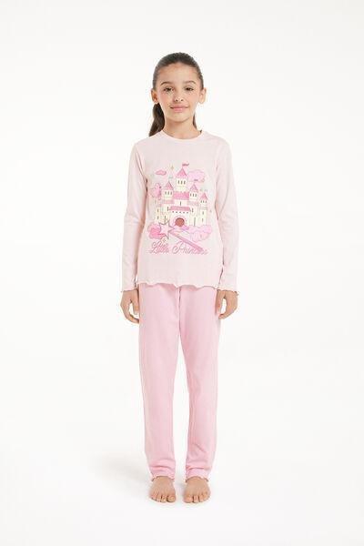 Tezenis - Pink Little Princess Print Long Cotton Pyjamas