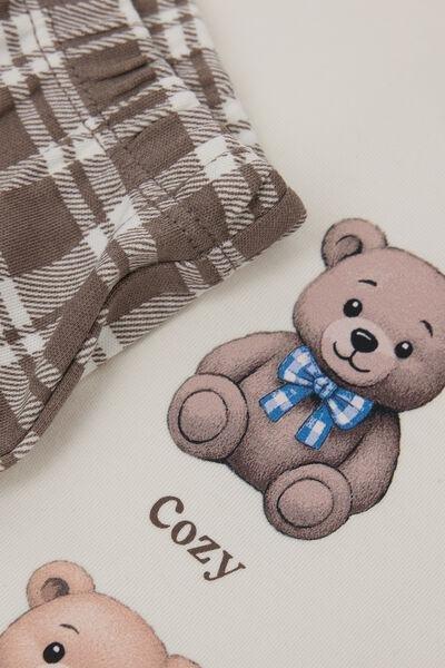 LATTE ORSI/QUADRI Girls&acirc;&euro;&trade; Long Heavy Cotton Bear Print Pyjamas, 5701_638Z, large image number 2