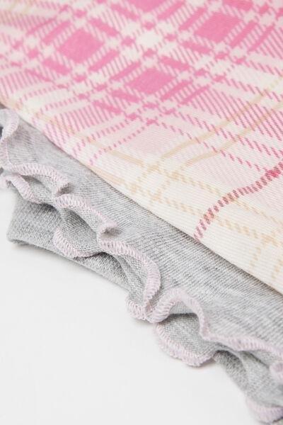 Grey / Pink Teddy Print Cotton Pyjama Set, Kids Girls, 5701_505Z, large image number 2
