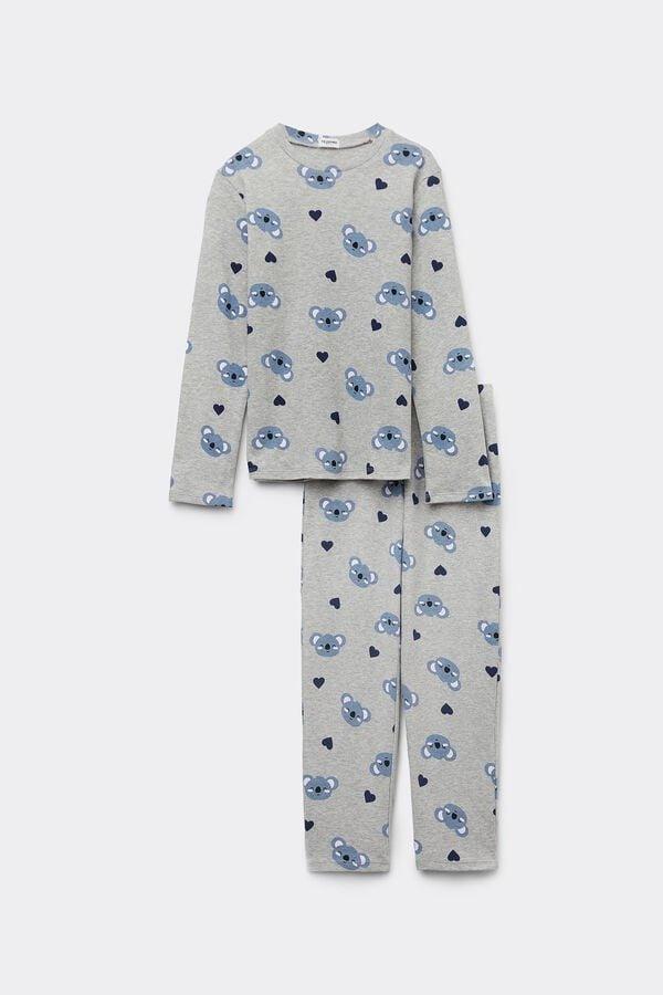 Grey Printed Pyjamas Set, Kids Girl, , large image number 2