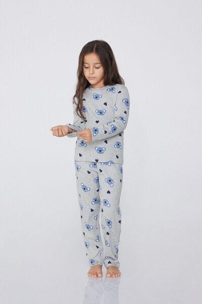Grey Printed Pyjamas Set, Kids Girl, , large image number 3