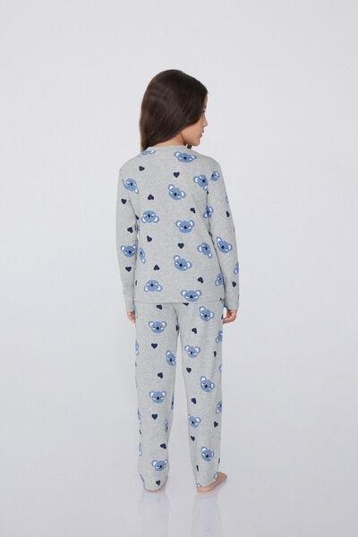 Grey Printed Pyjamas Set, Kids Girl, , large image number 4