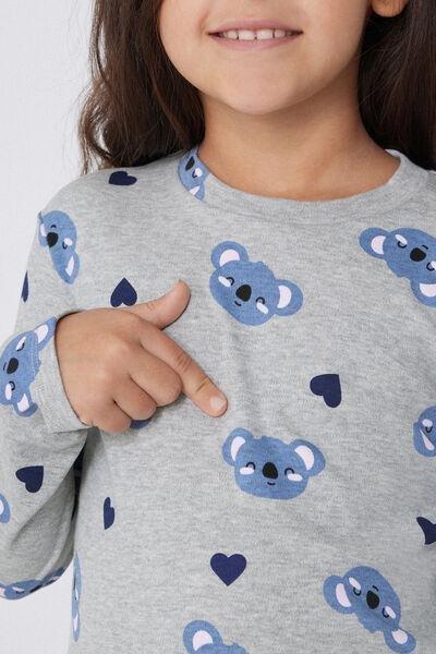 Grey Printed Pyjamas Set, Kids Girl, , large image number 5