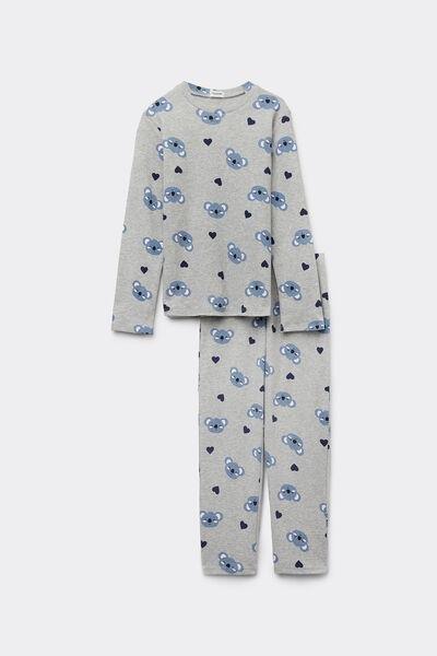 Grey Printed Pyjamas Set, Kids Girl, , large image number 6