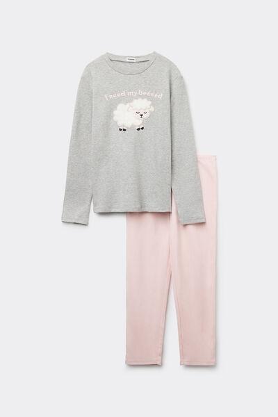 Grey Printed Pyjamas Set, Kids Girl, , large image number 5