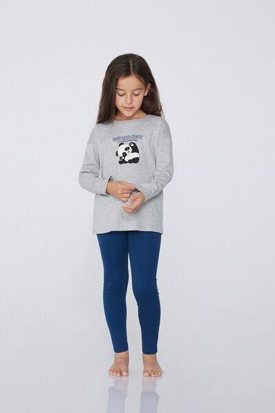 Grey Long Pajamas Made Of Heavy Cotton Panda, Kids Girls, 5701_185Y, large image number 1