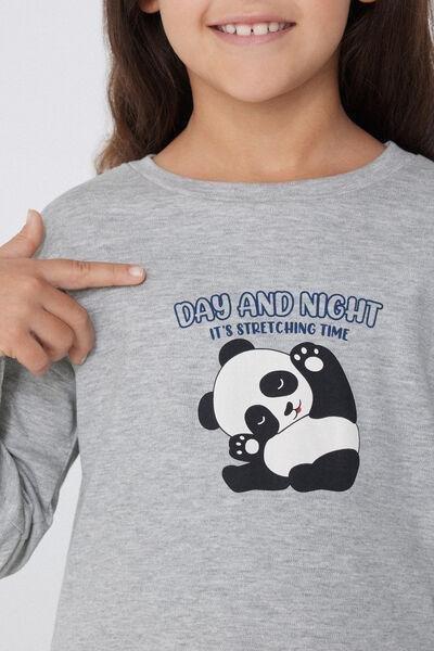 Grey Long Pajamas Made Of Heavy Cotton Panda, Kids Girls, 5701_185Y, large image number 5