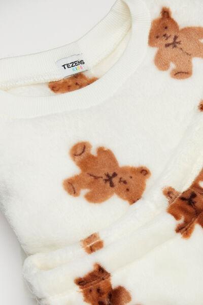 LATTE STAMPA ALLOVER TEDDY Girls&acirc;&euro;&trade; Long Fleece Pyjamas with Bear Print, 5701_640Z, medium