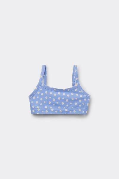 Blue Printed Cotton Bralette, Kids Girls, 5701_178Z, large image number 0