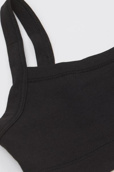 Black Basic Cotton Bralette, Kids Girls, Black, medium