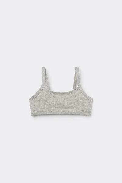 Grey Basic Cotton Bralette, Kids Girls, , medium