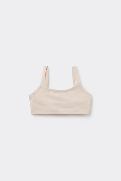 Beige Basic Cotton Bralette, Kids Girls, 5701_694Y, large image number 0