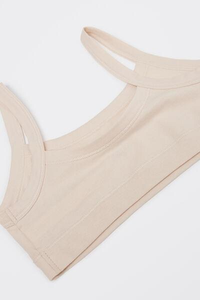 Beige Basic Cotton Bralette, Kids Girls, 5701_694Y, large image number 2