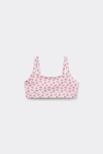 Pink Watermelon Printed Cotton Bralette, Kids Girls, 5701_571Y, medium