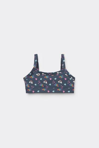 Black Rainbow High Printed Cotton Bra Top, Kids Girls, , large image number 0