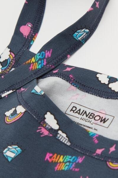 Black Rainbow High Printed Cotton Bra Top, Kids Girls, 5701_825Y, large image number 1