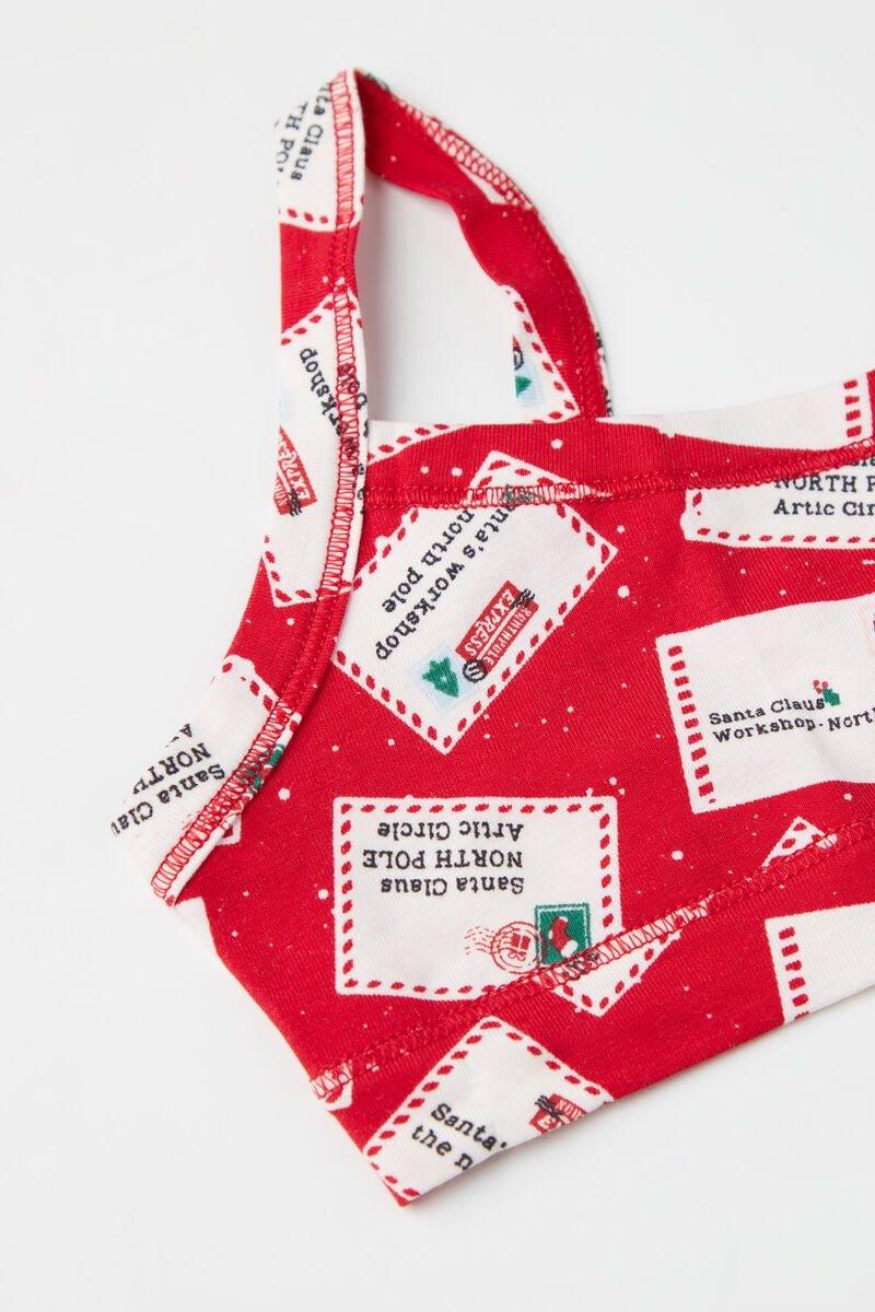 Red Cotton Bralette With Christmas Print, , large image number 1