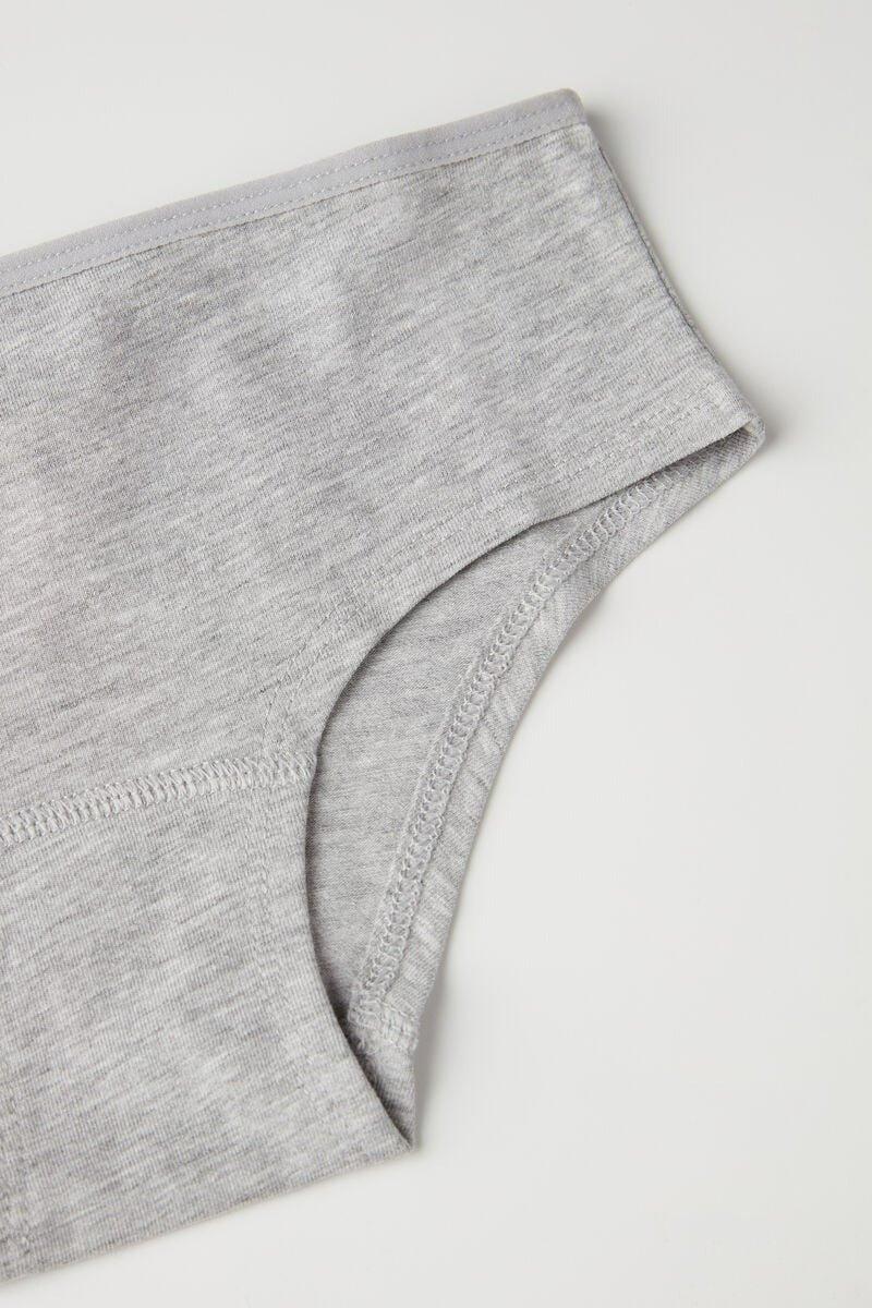 Grey French Knickers, Kids Girls, Light Grey Blend, large image number 1