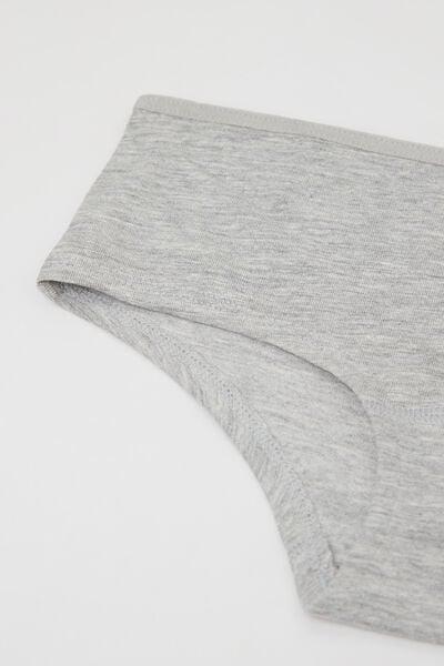 Grey French Knickers, Kids Girls, Light Grey Blend, large image number 3